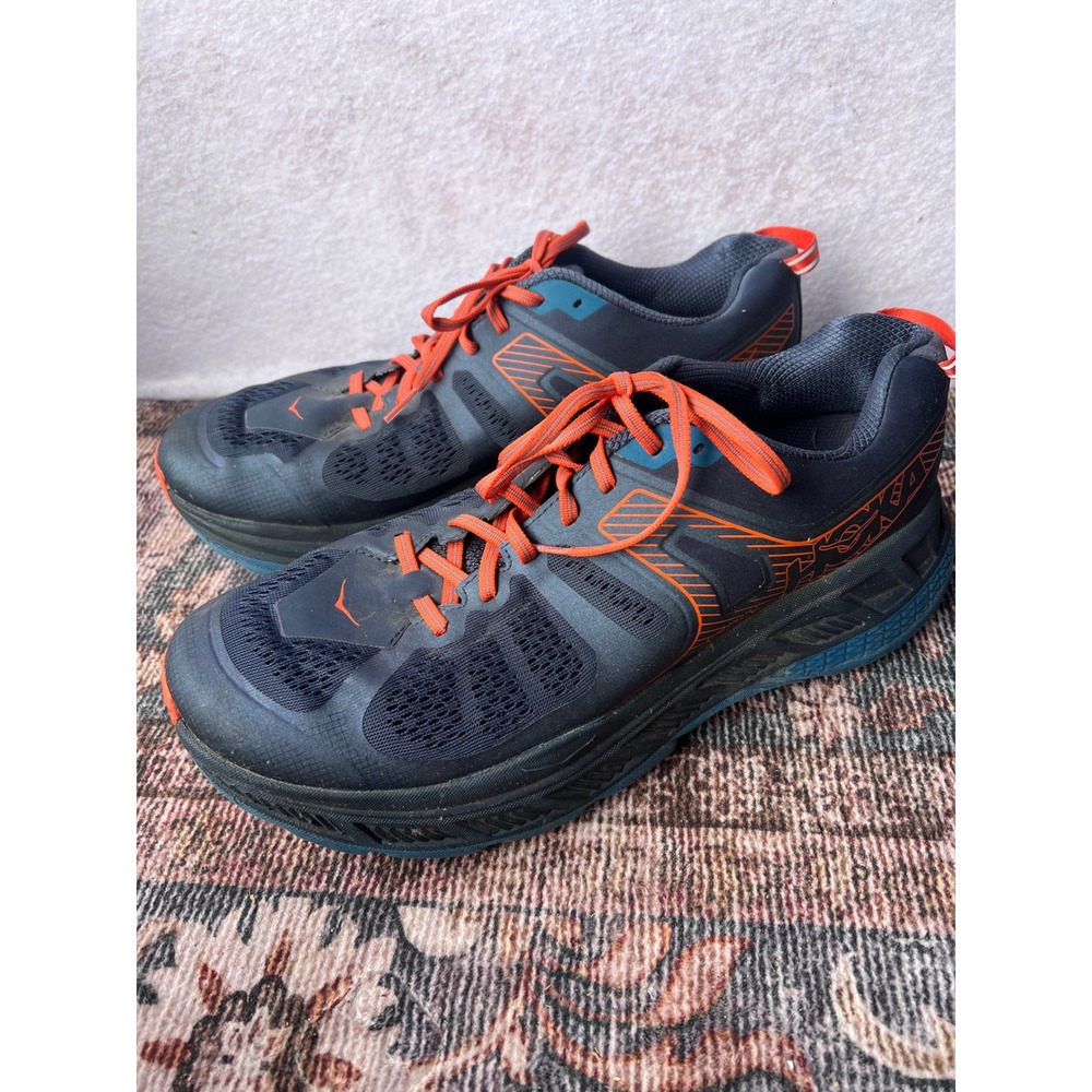 Hoka One One Stinson ATR 5 Mens 14 Navy Blue Orange Trail Running Shoes 1099729